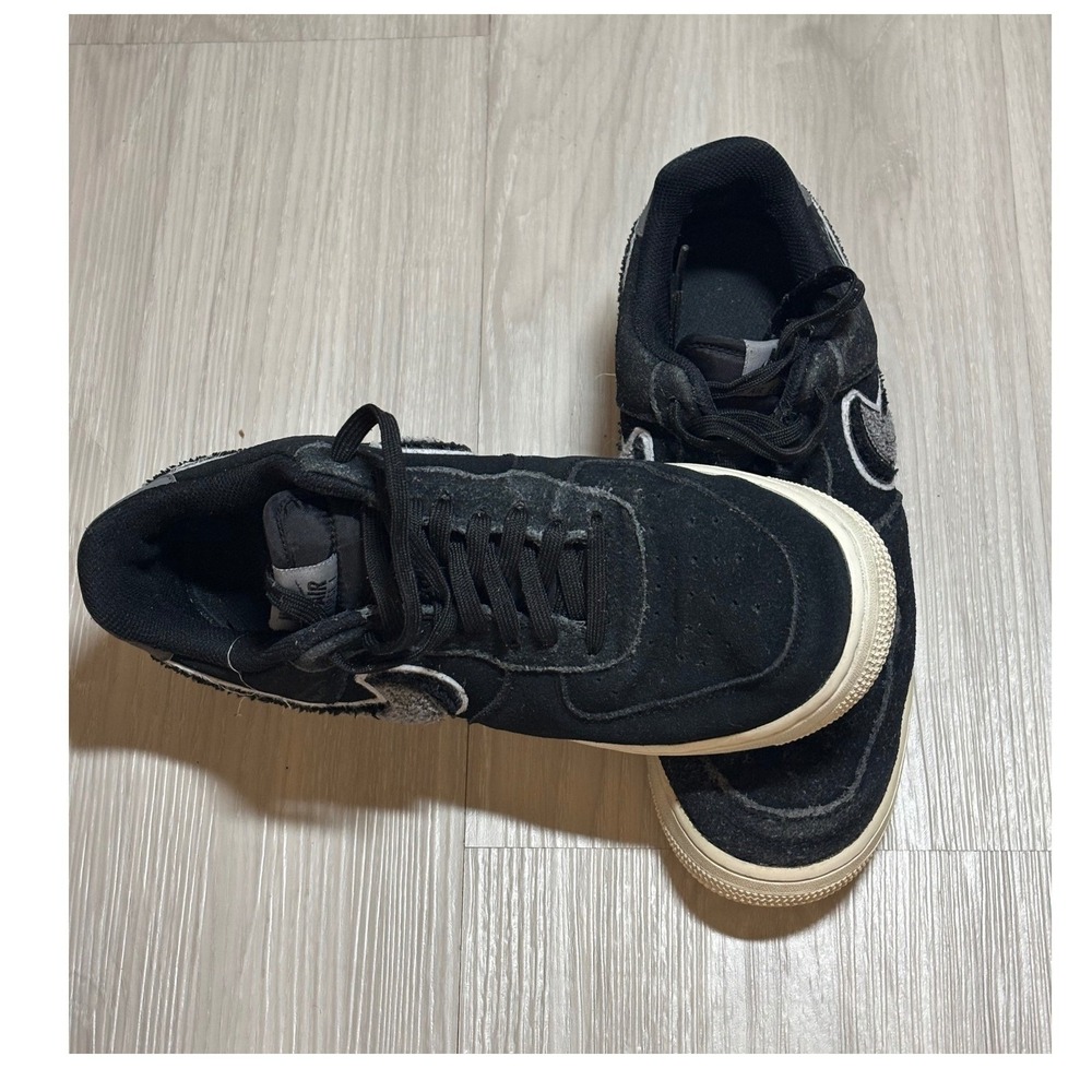 Nike Sneakers Mens 8 Black Cool Grey Air Force 1 Low 3D Chenille Swoosh - Picture 4 of 16